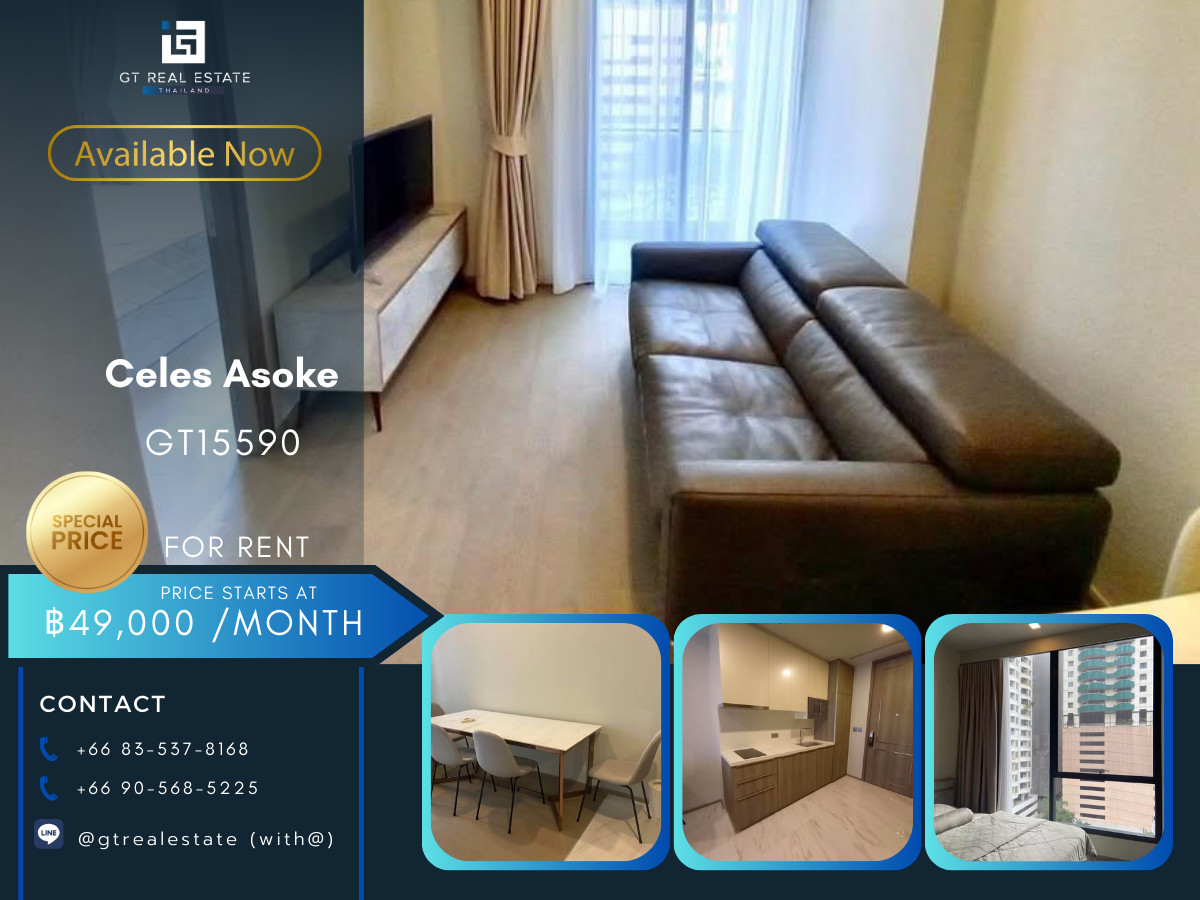 For RentCondoSukhumvit, Asoke, Thonglor : Celes Asoke Condo, convenient travel, close to BTS, has a shuttle, fully furnished, ready to move in!!