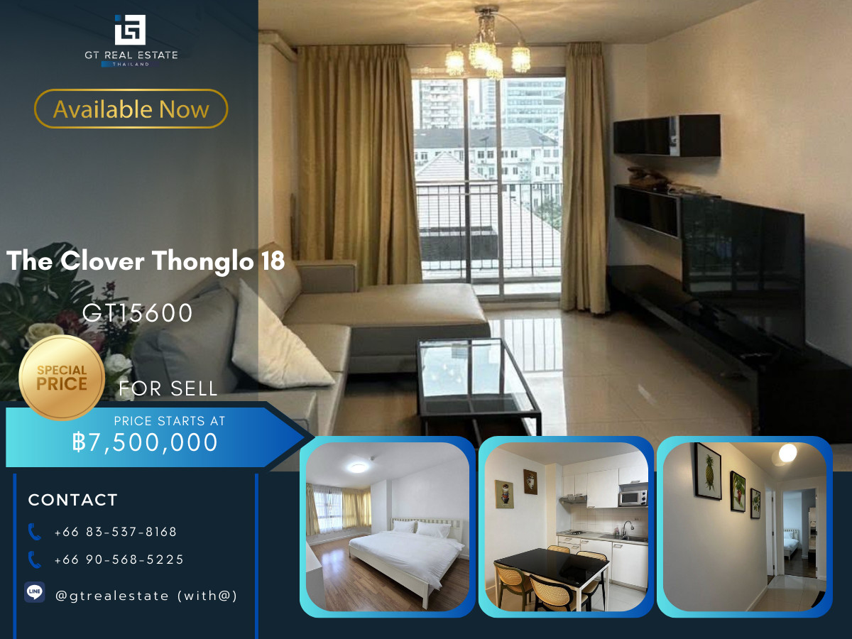 For SaleCondoSukhumvit, Asoke, Thonglor : Condo The Clover Thonglo 18, convenient travel, has a shuttle, fully furnished, beautiful room, ready to move in!!