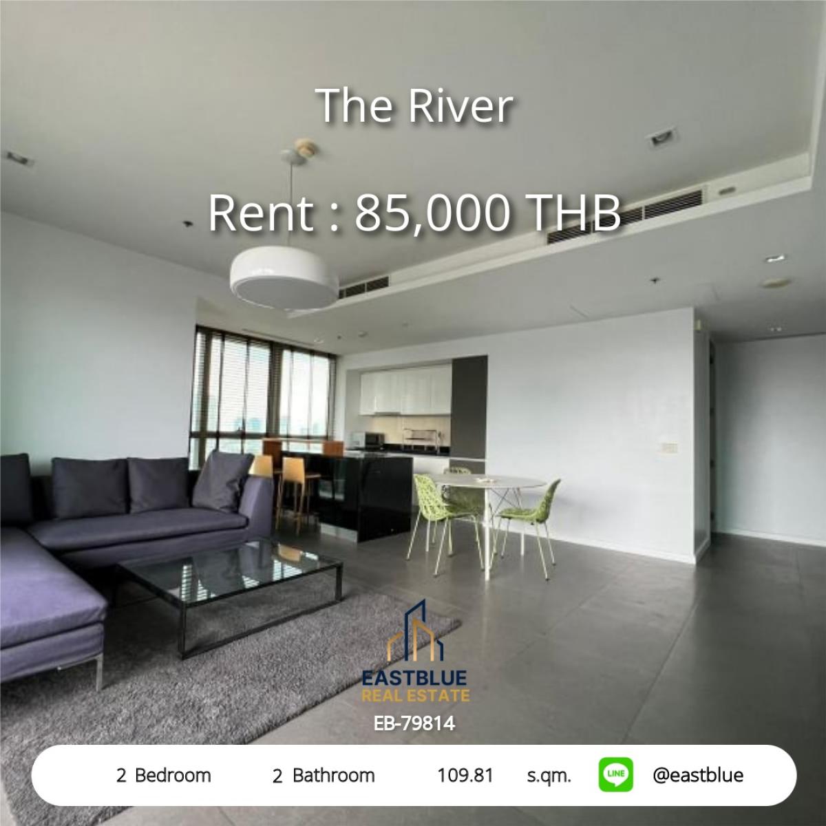 For RentCondoWongwianyai, Charoennakor : Luxury by the Chao Phraya River, 2 bedrooms, 2 bathrooms at The River
Rent only 85,000 baht/month, near BTS-Taksin Station!