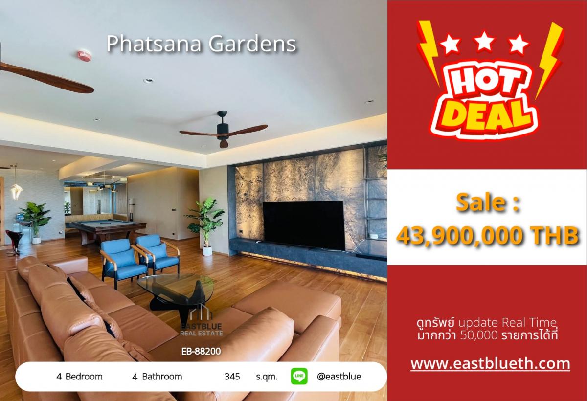 For RentCondoPathum Thani,Rangsit, Thammasat : Luxury condo with 4 bedrooms in the heart of Ekkamai
Phatsana Gardens with a beautiful view for sale at 43.9 million baht / for rent at 160,000 baht!