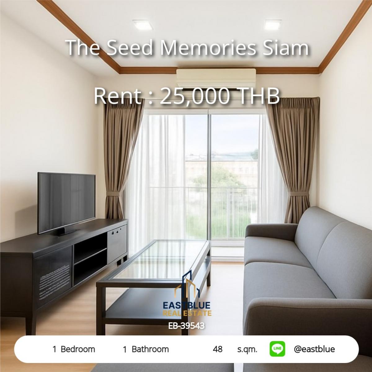 For RentCondoSiam Paragon ,Chulalongkorn,Samyan : Condo in the city center, near the National Stadium BTS
Project The Seed Memories Siam 1 bedroom 25,000/month.