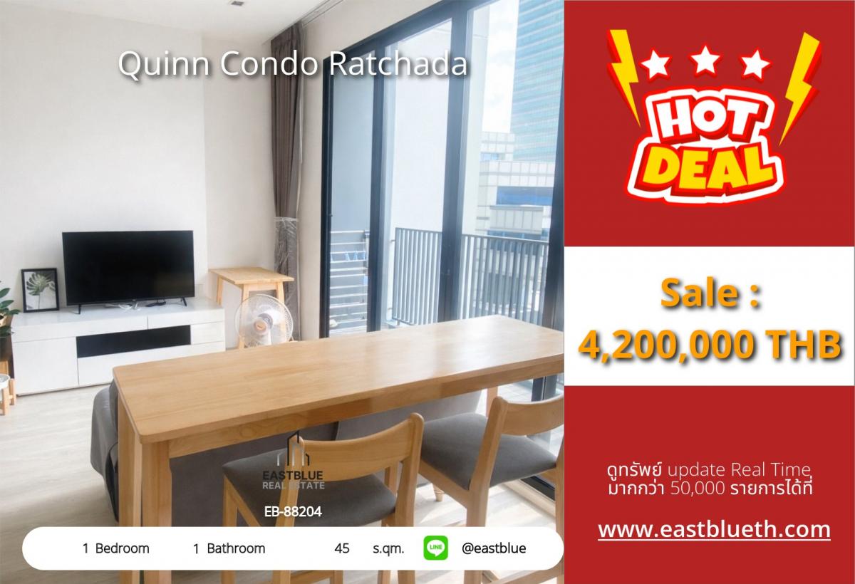 For SaleCondoRama3 (Riverside),Satupadit : 🔥 Luxury 1-bedroom condo at Quinn Condo Ratchada for only 4.2 million!
Close to BTS/MRT Sutthisan with complete amenities!