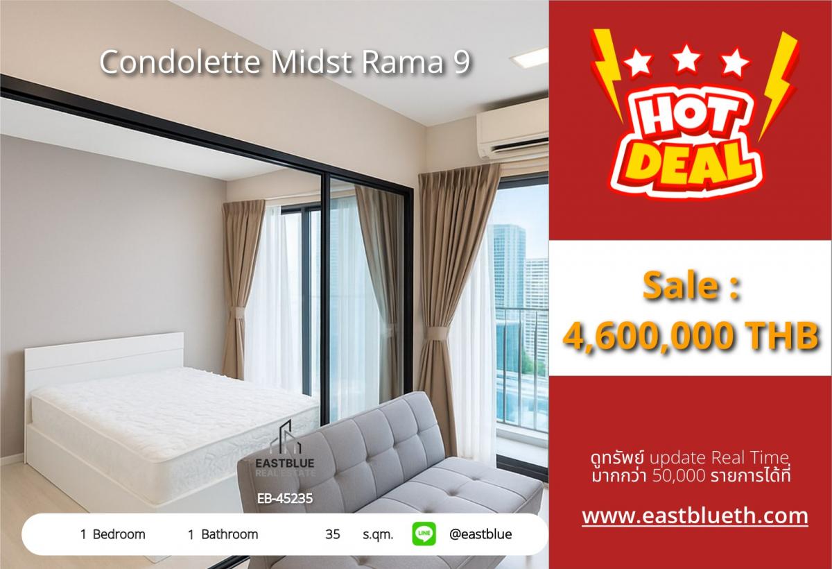 For SaleCondoRama9, Petchburi, RCA : Luxury style condo in the heart of Rama 9, size 35 sq.m., special price 4.6 million.
Close to BTS/MRT Rama 9 with complete amenities!