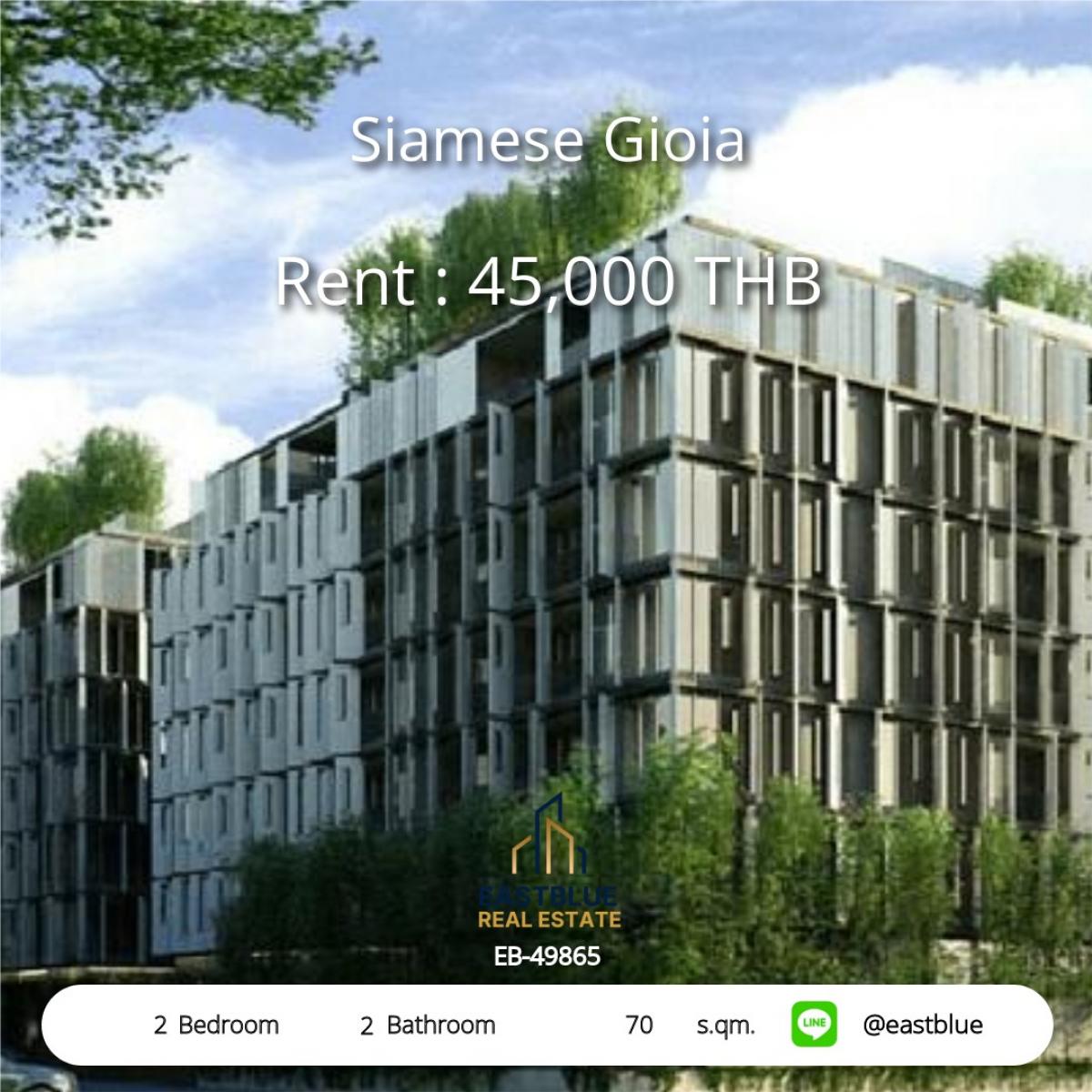 For RentCondoSamut Prakan,Samrong : Beautiful room with 2 bedrooms near BTS Phrom Phong at Siamese Gioia
For rent at 45,000 baht/month with complete amenities!