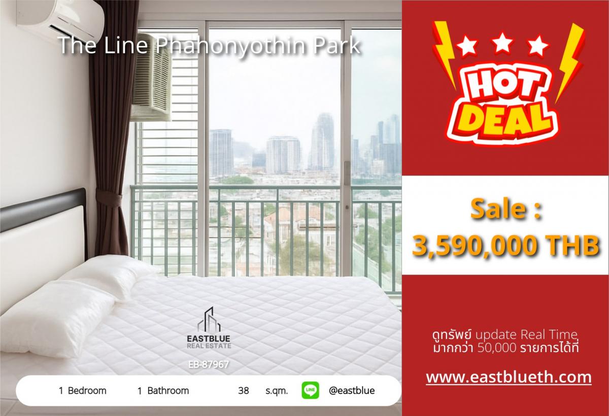 For SaleCondoLadprao, Central Ladprao : Ready-to-move-in condo The Line Phahonyothin Park 1 bedroom near BTS Phahonyothin
Size 38 sq.m. Special price only 3.59 million!
