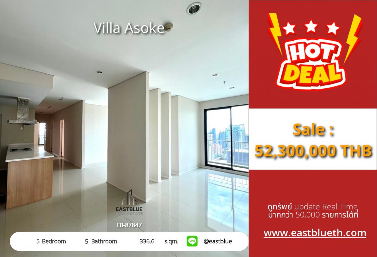For SaleCondoRama9, Petchburi, RCA : Luxury 5-Bed Villa Asoke Condo – Prime Location Near BTS/MRT Phetchaburi!
Spacious 336 sqm, Only 52.3M THB – Live in Style with Top Facilities!