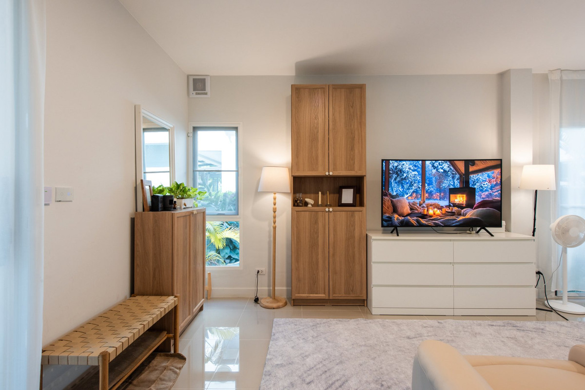 For RentSamut Prakan,Samrong : RH010726 For rent, 2-story semi-detached house, 3 bedrooms at Grande Pleno Mega Bangna, next to Mega Bangna.