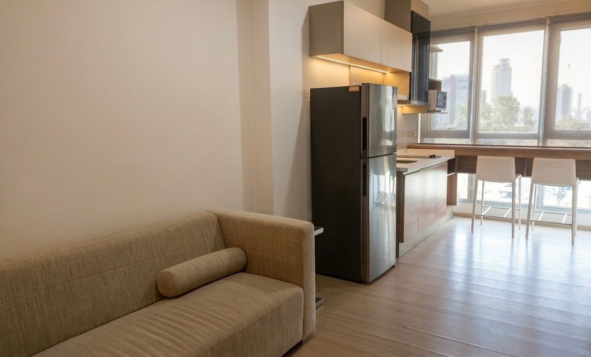 For RentCondoOnnut, Udomsuk : Rhythm Sukhumvit 50 Condo for Rent 🌤️ Open city view, unblocked and airy ☕ Cozy corner to enjoy the view with your coffee🚆 Close to BTS On Nut