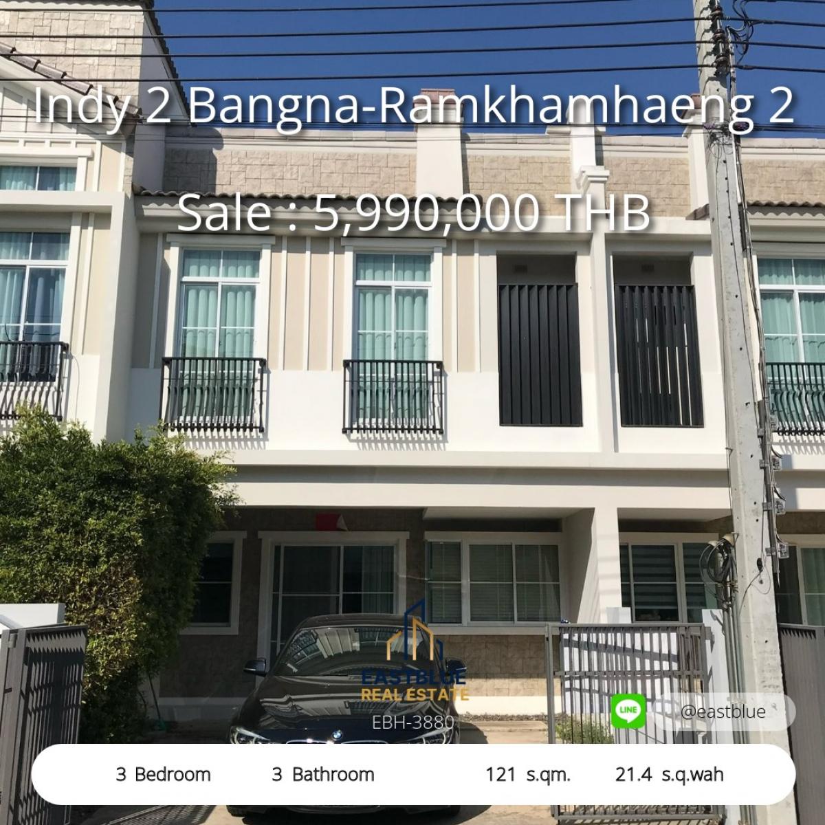 For SaleTownhomeBangna, Bearing, Lasalle : House ready to move in, 3 bedrooms, in the heart of Bangna. 
Rent 40,000 baht, selling for only 5.99 million!