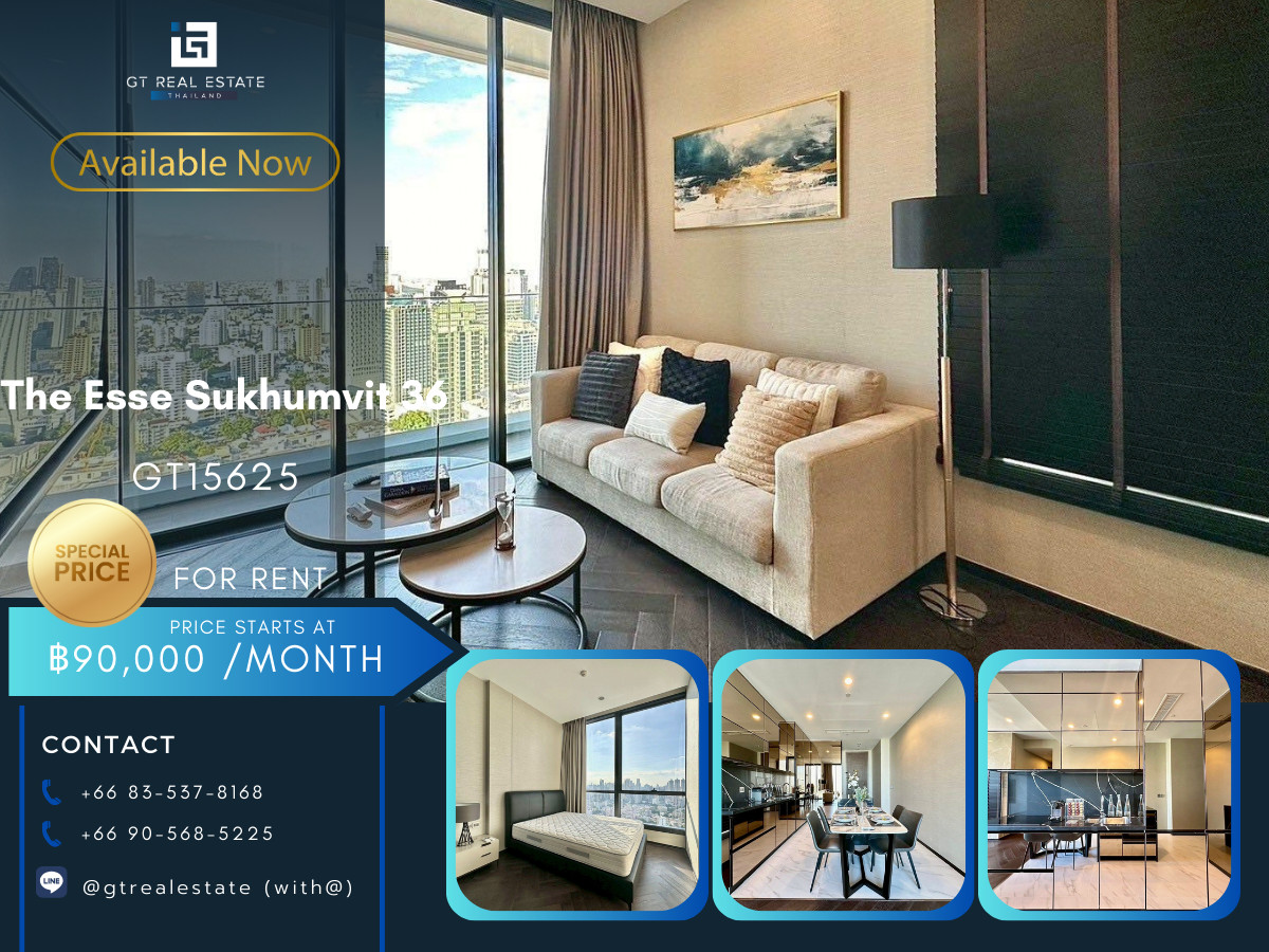 For RentCondoSukhumvit, Asoke, Thonglor : Condo The Esse Sukhumvit 36, convenient travel, near BTS, there is a shuttle, beautifully decorated room, fully furnished, ready to move in!!
