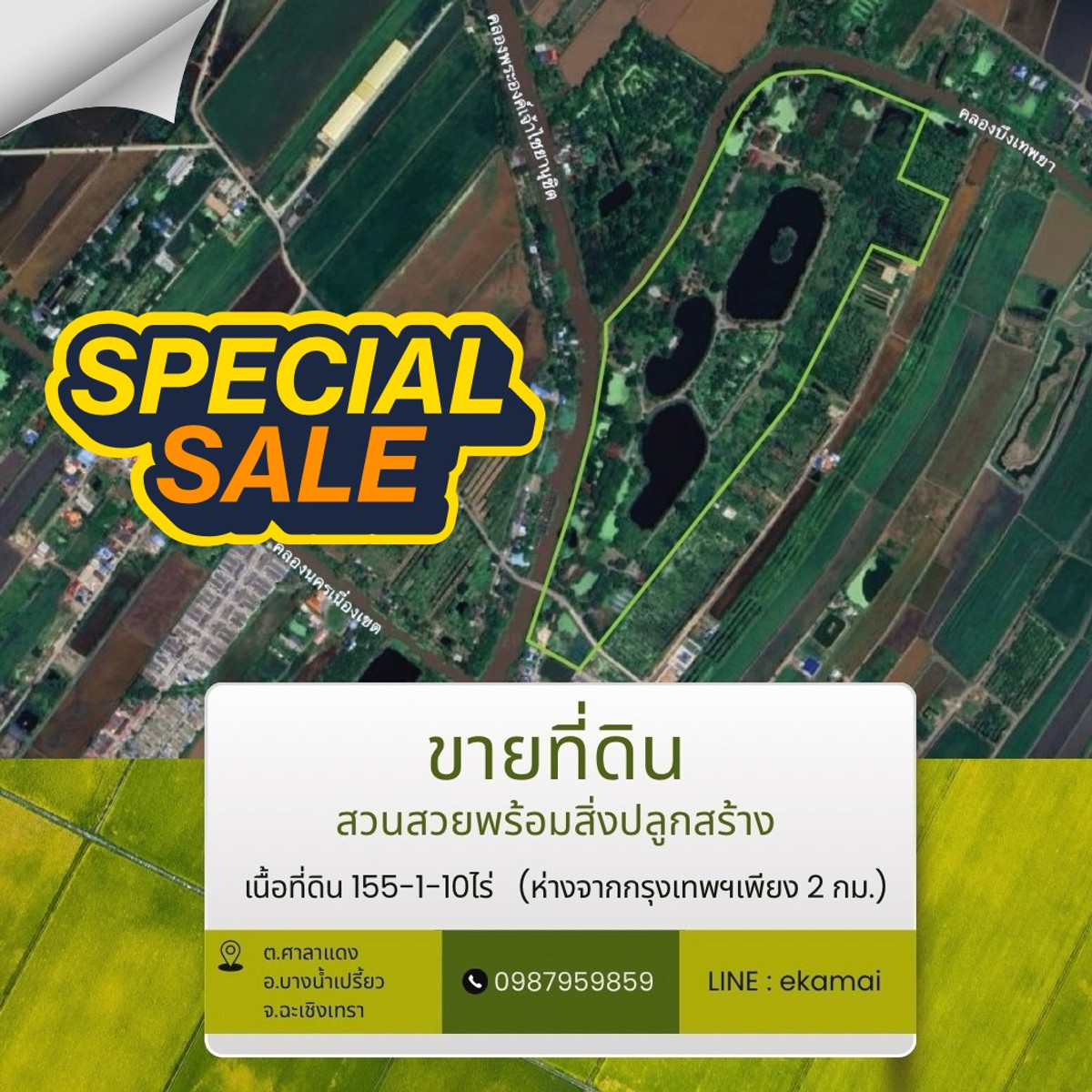ขายที่ดินฉะเชิงเทรา : ขายที่ดินสวนสวย ขนาดใหญ่ พร้อมสิ่งปลูกสร้าง“Private Green Kingdom”