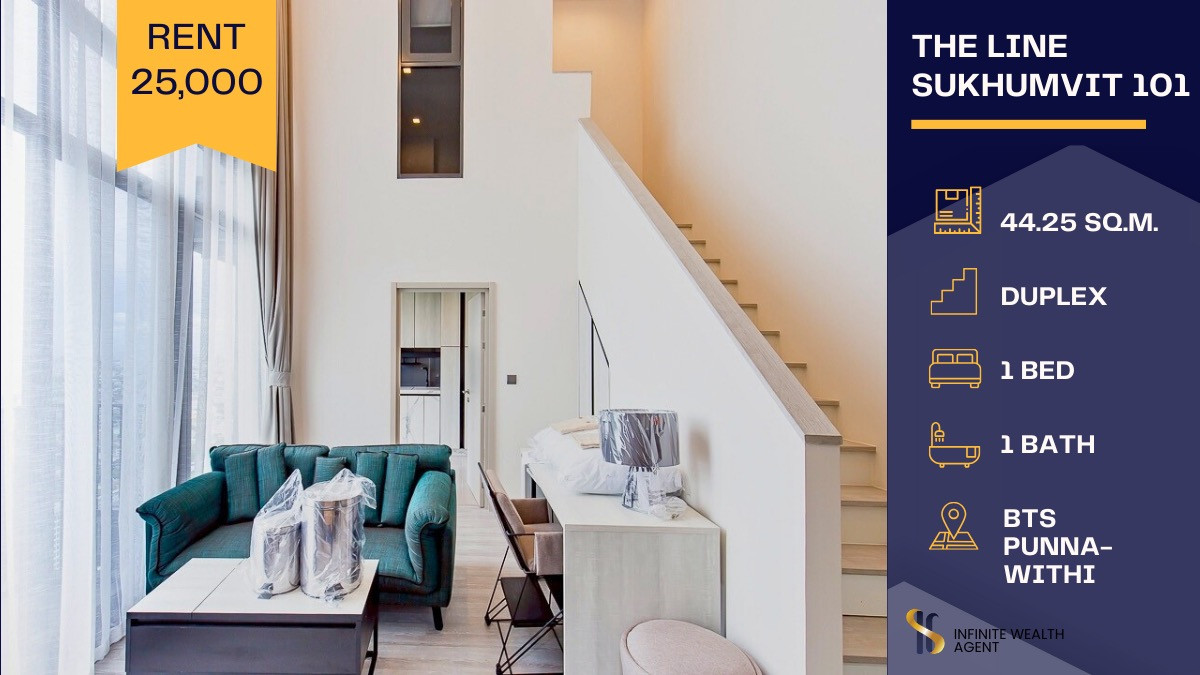 For RentCondoOnnut, Udomsuk : 🔥🚨 Urgent! Rare Duplex Unit for Rent – The Line Sukhumvit 101 🚨🔥🚆 Only 250 meters to BTS Punnawithi Station💼 Close to True Digital Park