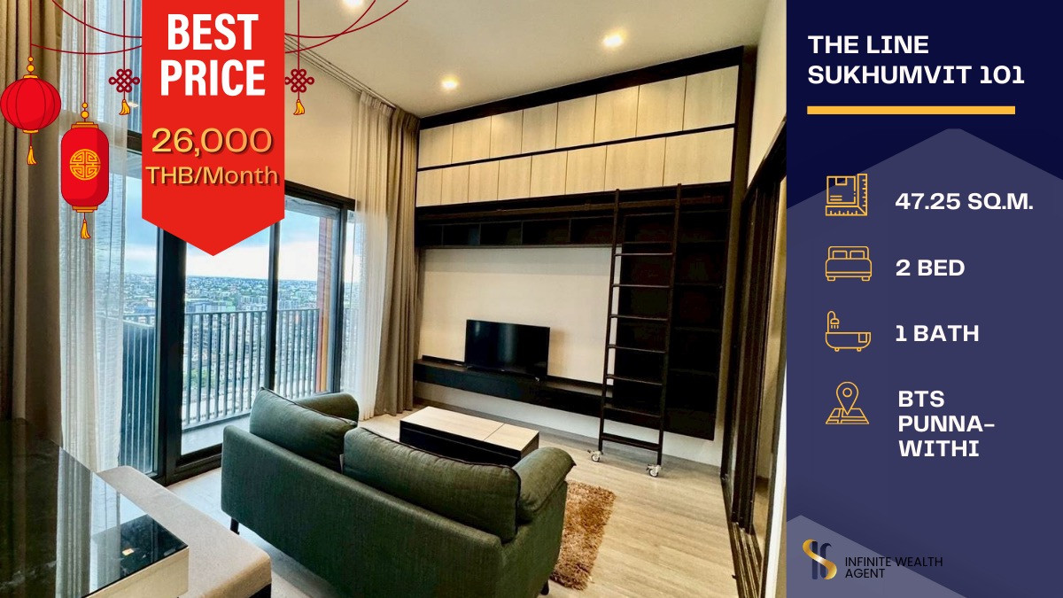For RentCondoOnnut, Udomsuk : 🏙️✨ Condo for Rent – The Line Sukhumvit 101 ✨🏙️ 💎 High-floor unit with open city view, no blocked view