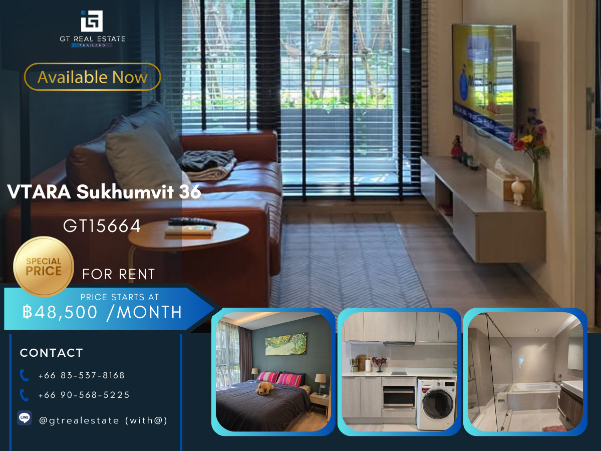 For RentCondoSukhumvit, Asoke, Thonglor : Condo VTARA Sukhumvit 36, convenient travel, near BTS, there is a shuttle, beautiful room, fully furnished, ready to move in!!