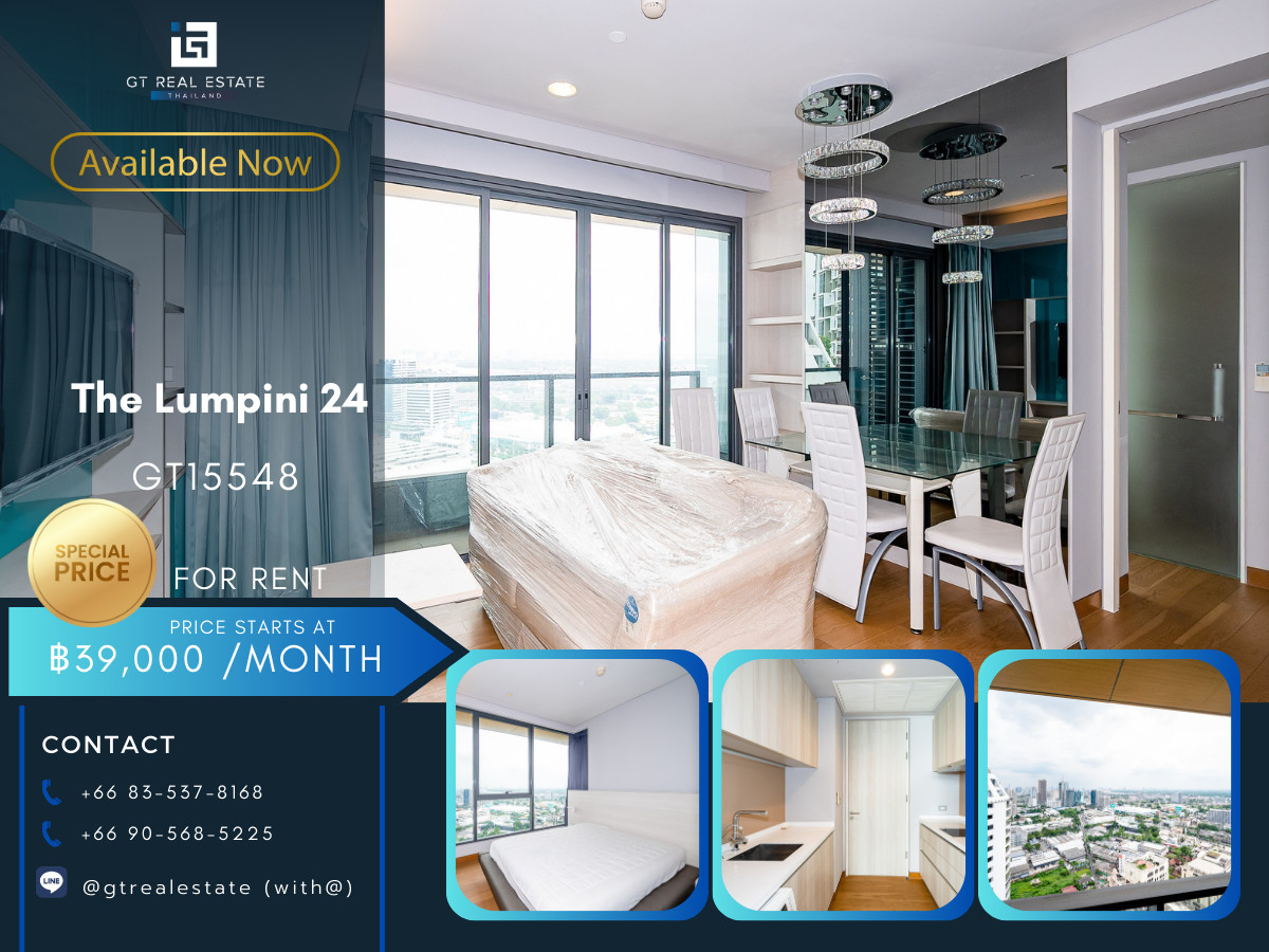 For RentCondoSukhumvit, Asoke, Thonglor : Condo The Lumpini 24, convenient travel, near BTS, there is a shuttle, beautiful room, fully furnished, ready to move in!