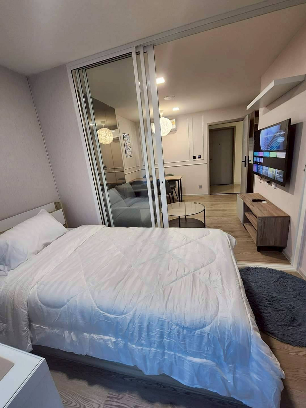 For RentCondoPathum Thani,Rangsit, Thammasat : 🏡 For rent Kave Town Island 2 bedrooms 💖 ✨ Building G, 7th floor, pool view, beautifully decorated ✅️ Ready to move in