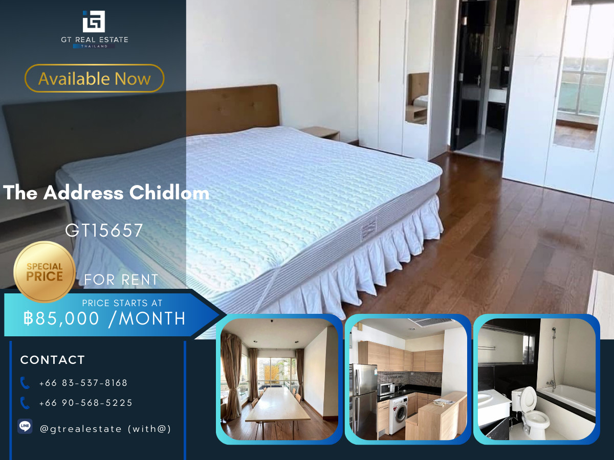 For RentCondoWitthayu, Chidlom, Langsuan, Ploenchit : Condo The Address Chidlom, convenient travel, close to BTS, has a shuttle, fully furnished, ready to move in!!