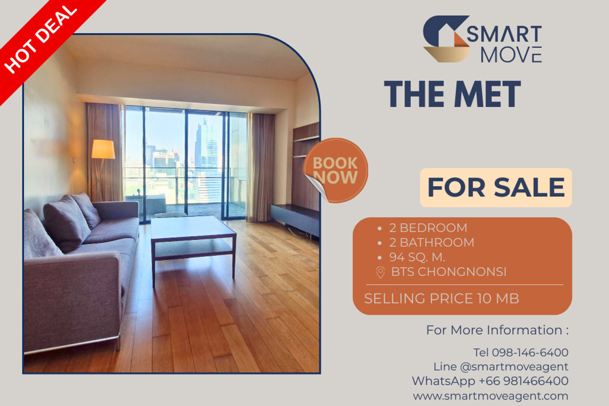 For SaleCondoSathorn, Narathiwat : 🔥 For Sale !! high floor 16++, rare item !! 🔥 Code C20221202066..........The Met, 2 bedroom, 2 bathroom, furnished, SELL AT LOSS!!📣📣