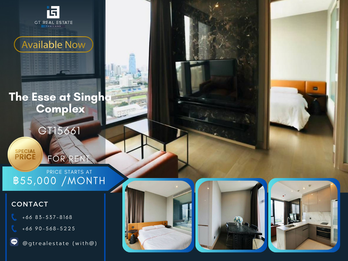 For RentCondoRama9, Petchburi, RCA : Condo The Esse at Singha Complex, convenient travel, close to the MRT, has a shuttle, beautiful room, fully furnished, ready to move in!!