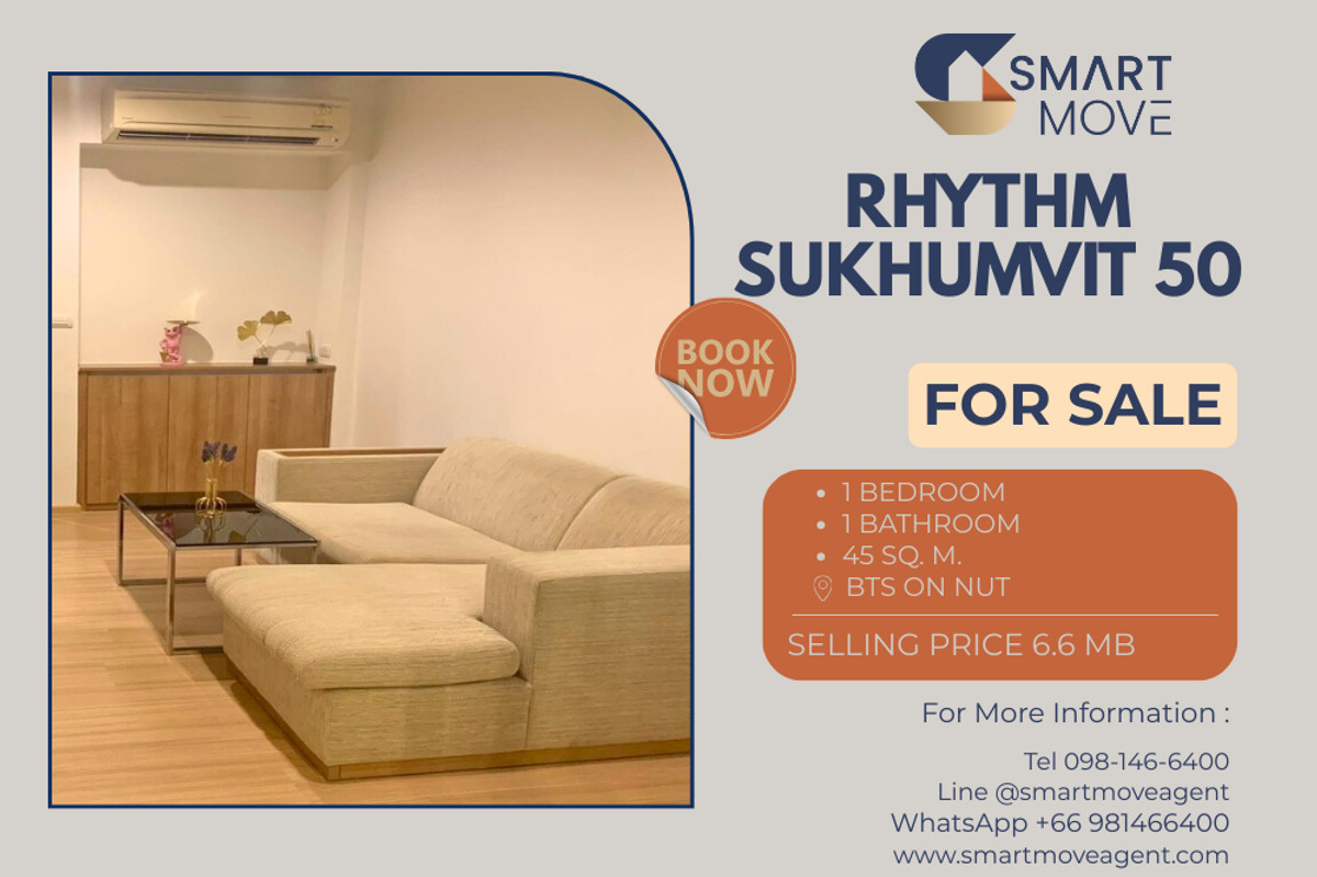 For SaleCondoOnnut, Udomsuk : 🔥 Sale with tenant !! high floor 33++, Good location !! 🔥 Code C20241000034..........Rhythm Sukhumvit 50, 1 bedroom, 1 bathroom, furnished, Special Deal!!📣📣
