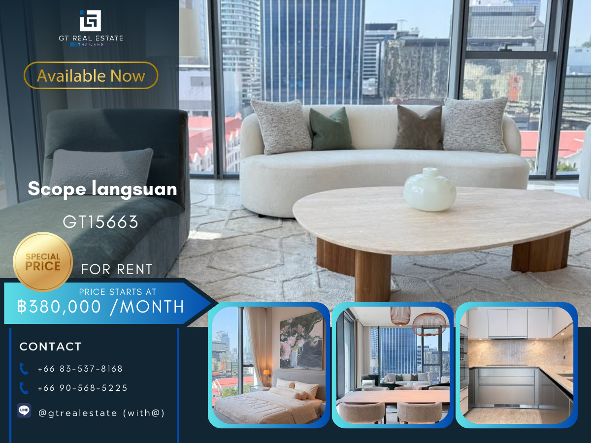 For RentCondoWitthayu, Chidlom, Langsuan, Ploenchit : Luxury condo at Scope langsuan, convenient travel, close to BTS, beautifully decorated room, fully furnished, ready to move in!!