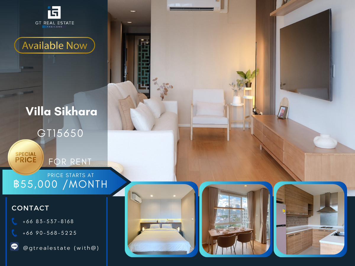 For RentCondoSukhumvit, Asoke, Thonglor : Condo Villa Sikhara, convenient travel, close to BTS, there is a shuttle, beautiful room, fully furnished, ready to move in!!