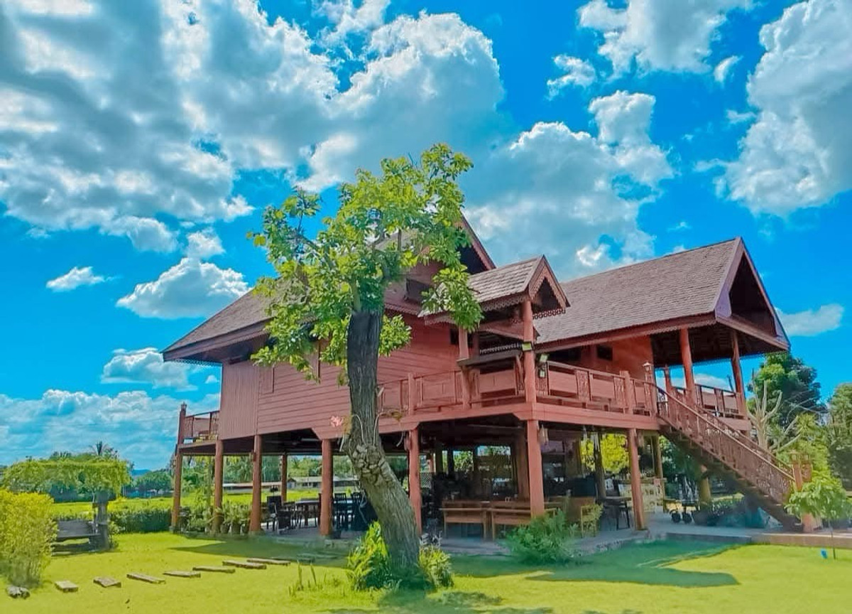 For SaleHousePhrae : Old teak houses for sale, large and small. Complete with train carriages On land in a prime location, Phrae Province, over 8 rai, next to the road along the irrigation canal, mountain view, cool and shady atmosphere mixed with the scent of nature in every