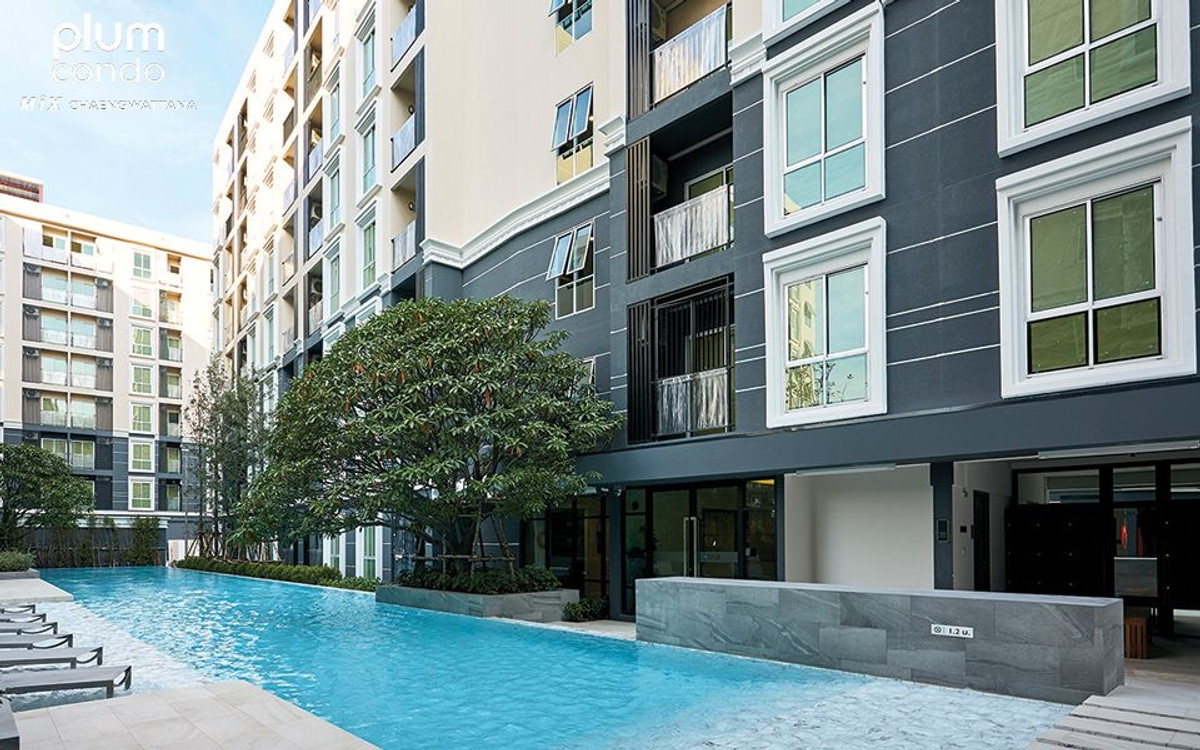 ให้เช่าคอนโดแจ้งวัฒนะ เมืองทอง : 🎉ให้เช่า Plum Condo Mix Chaengwattana🎉  ✅ขนาด 26 ตรม. 1 ห้องนอน 1 ห้องน้ำ      ✅ตึก C ชั้น 1 วิวสระ วิวสวน แบบ Exclusive 🏖🌿💦 Line @bzprOperty
