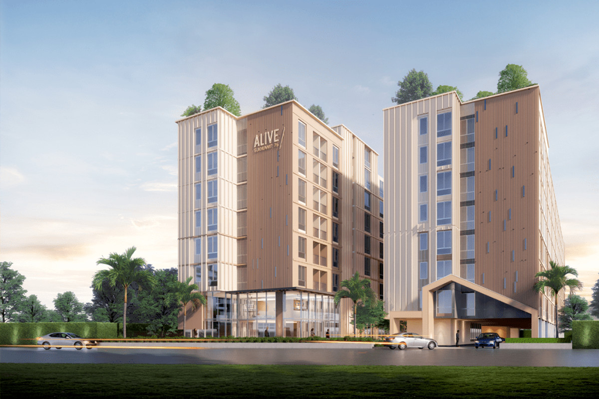 For RentCondoSamut Prakan,Samrong : 🔥Urgent for rent🔥 ALIVE SUKHUMVIT 76 (Alife Sukhumvit 76) Building B, 5th floor, new room, first hand, fully furnished, ready to move in 📏 Size 48.12 sq m. | 2 bedrooms, 1 bathroom Line @bzprOperty