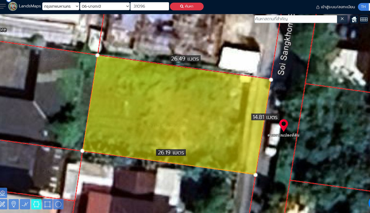 For RentLandChokchai 4, Ladprao 71, Ladprao 48, : Land for rent, 99 sq m, Soi Sangkhomson 3, Lat Phrao, near MRT Lat Phrao 71, potential location.