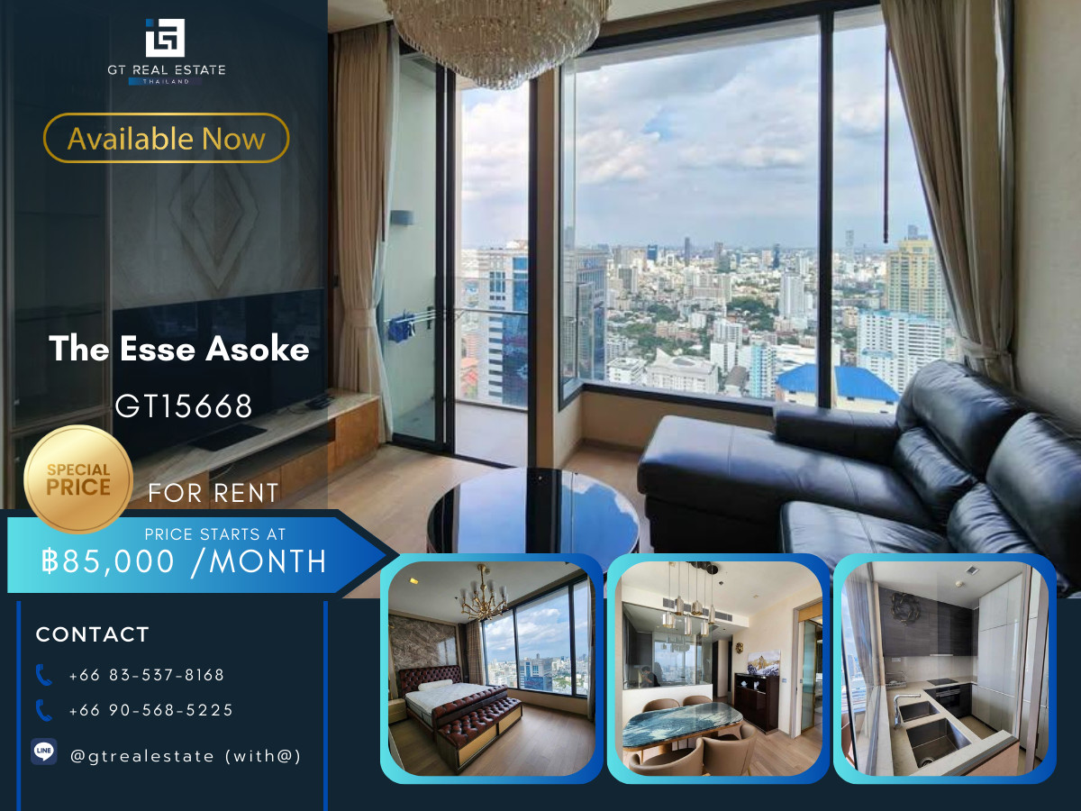 For RentCondoSukhumvit, Asoke, Thonglor : The Esse Asoke Condo, convenient travel, close to BTS, has a shuttle, beautiful room, fully furnished, ready to move in!!
