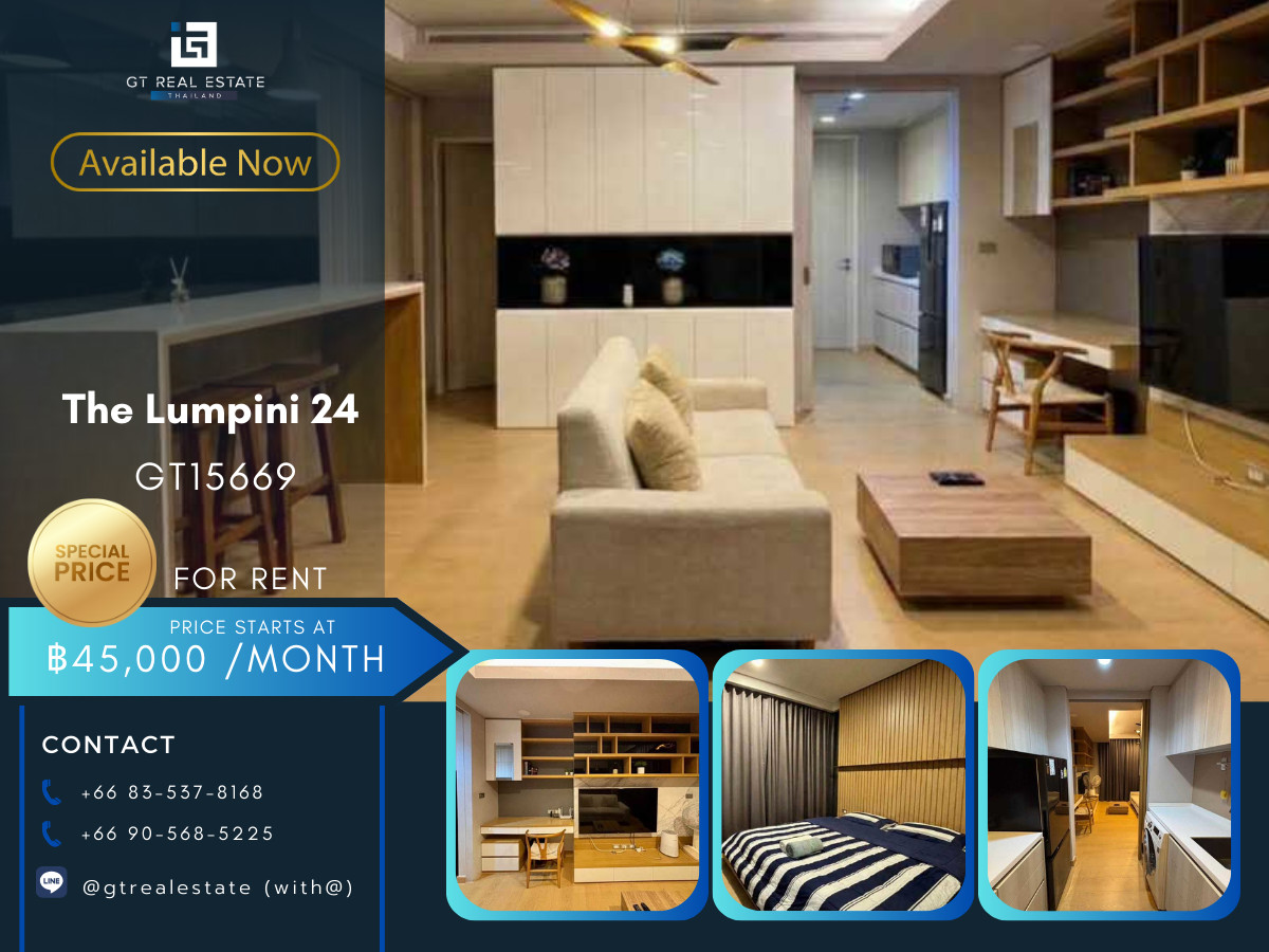 ให้เช่าคอนโดสุขุมวิท อโศก ทองหล่อ : คอนโด The Lumpini 24 เดินทางสะดวก ใกล้รถไฟฟ้าบีทีเอส มีรถรับส่ง ห้องสวย เฟอร์นิเจอร์ครบ พร้อมอยู่!!