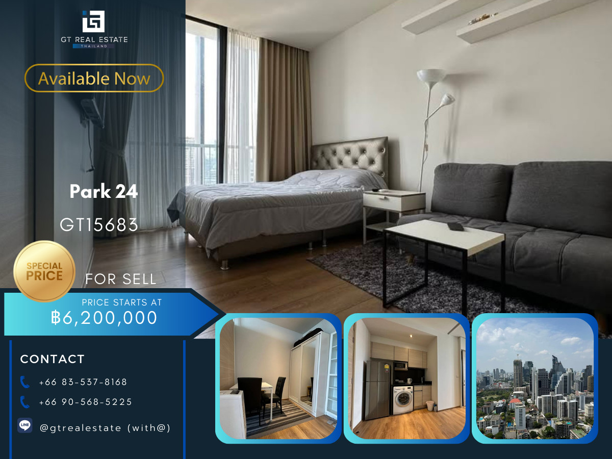 For SaleCondoSukhumvit, Asoke, Thonglor : Condo Park 24, convenient travel, close to BTS, shuttle available, beautiful room, fully furnished, ready for sale!!