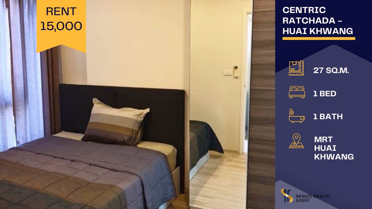 For RentCondoRatchadapisek, Huaikwang, Suttisan : ✨ Centric Ratchada – Huai Khwang | Prime Location on Ratchada ✨ Rent only 15,000 THB/month 💸Only 210 meters to MRT Huai Khwang 🚇