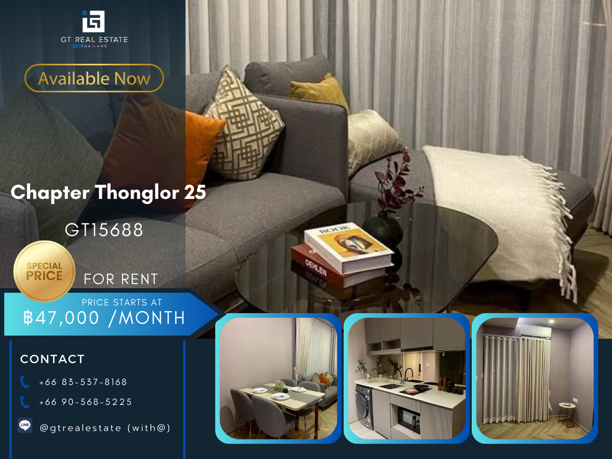 For RentCondoSukhumvit, Asoke, Thonglor : Condo Chapter Thonglor 25, convenient travel, has a shuttle, beautifully decorated room, fully furnished, ready to move in!!