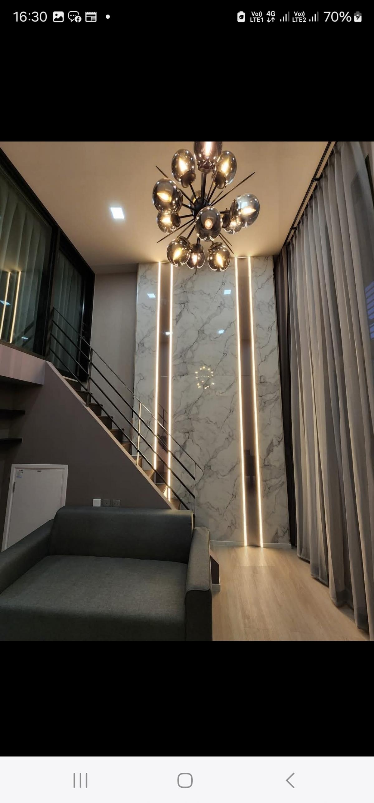 For RentCondoPathum Thani,Rangsit, Thammasat : 🚩For rent: Duplex room, 2 floors, Modiz Launch, 31st floor, view, Thammasat University. Balcony facing north, ground floor area 29 sq m.