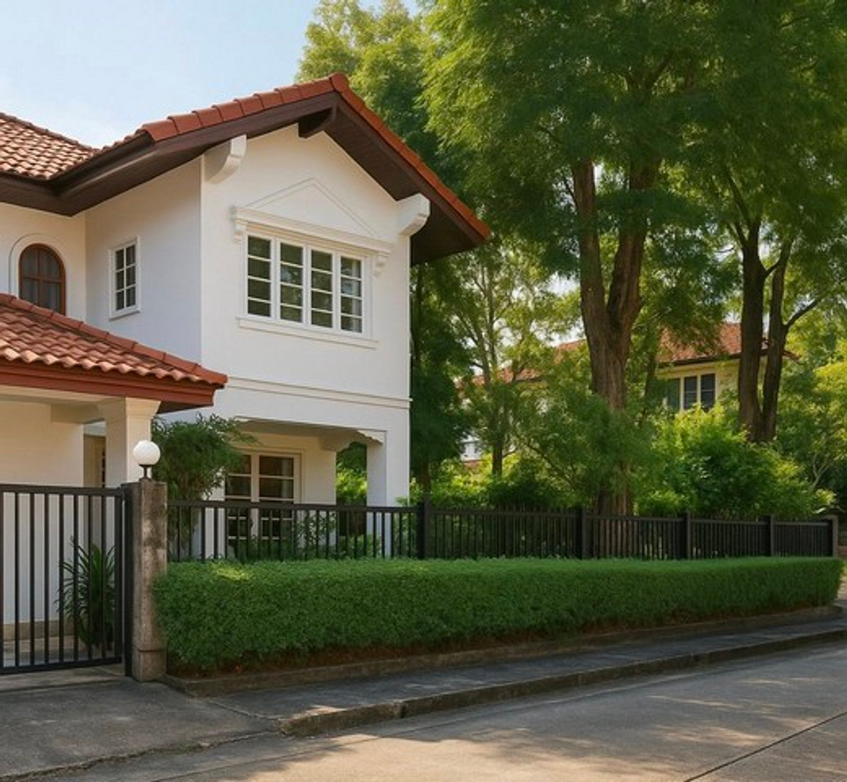 ให้เช่าบ้านมีนบุรี-ร่มเกล้า : HR3179ให้เช่าบ้านเดี่ยวสไตล์ Tropical — สัมมากร รามคำแหง 112บรรยากาศสงบ โปร่งโล่ง รายล้อมด้วยพื้นที่สีเขียว เหมาะสำหรับครอบครัวและการพักผ่อนระยะยาว