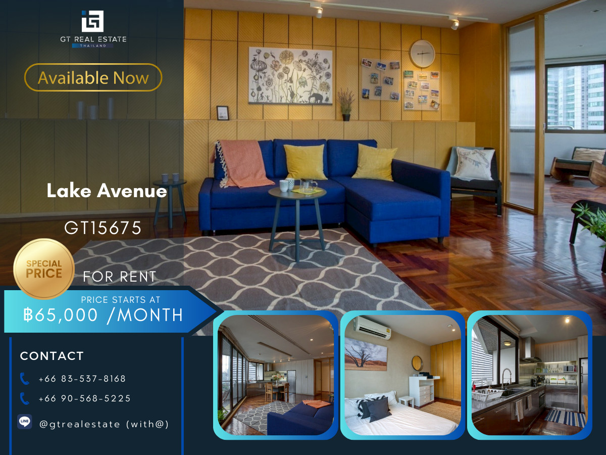 For RentCondoSukhumvit, Asoke, Thonglor : Lake Avenue Condo, convenient travel, has a shuttle, beautiful room, fully furnished, ready to move in!!