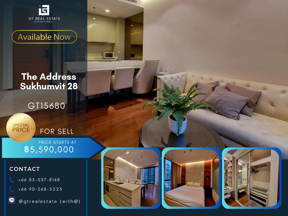 For SaleCondoSukhumvit, Asoke, Thonglor : Condo The Address Sukhumvit 28, convenient travel, close to BTS, has a shuttle, fully furnished. Ready to move in!!