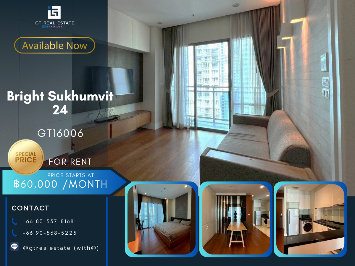 For RentCondoSukhumvit, Asoke, Thonglor : ✨ GT16006 | Condo Bright Sukhumvit 24, convenient travel, near BTS, there is a shuttle, beautiful room, fully furnished, ready to move in!!