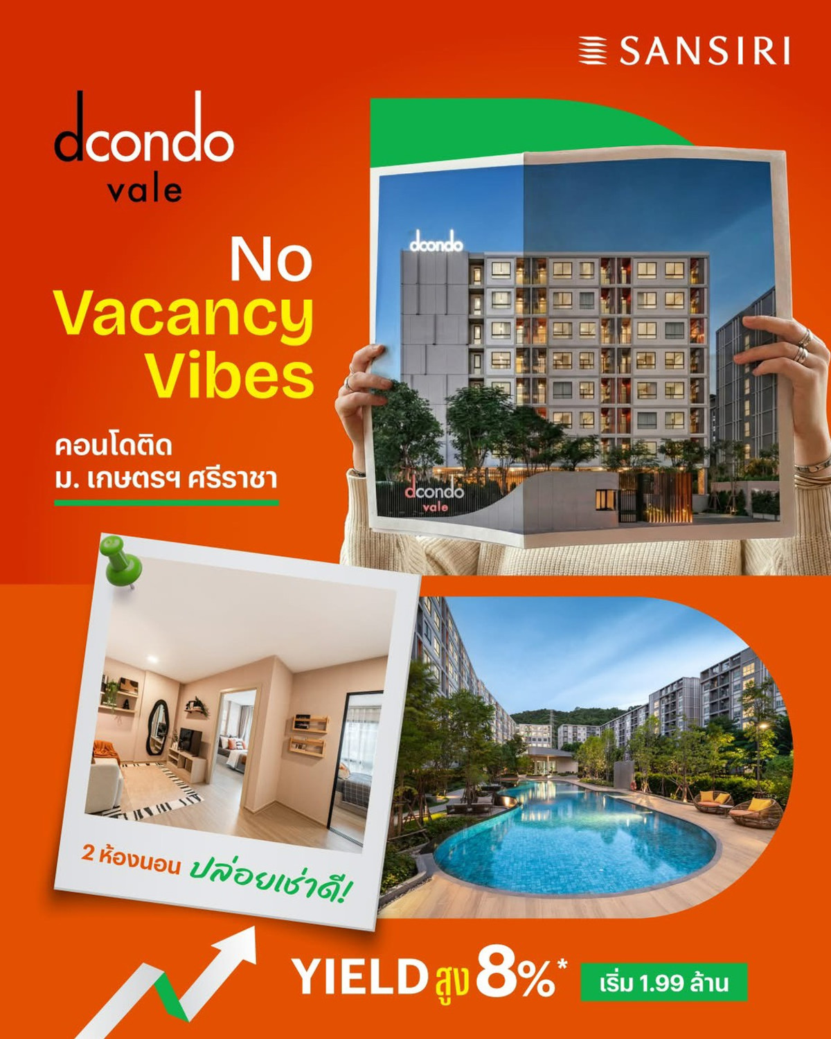 For SaleCondoSriracha Laem Chabang Ban Bueng : dcondo vale Dcondo Vale Sriracha 2 bedrooms, special price only 1.99 million‼️ Cheapest, location next to Kasetsart University, only 280 meters 📢 Urgent, special price for 3 rooms only!