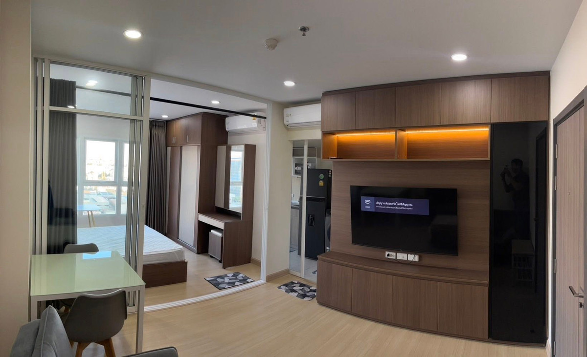 For RentCondoRamkhamhaeng, Hua Mak : PFD-07863 For rent Supalai Veranda Ramkhamhaeng (Supalai Veranda) new room, beautiful built-ins! | 1 bedroom, 35 sq m., 12th floor, Building B, has washing machine + dryer, 15,000 baht 