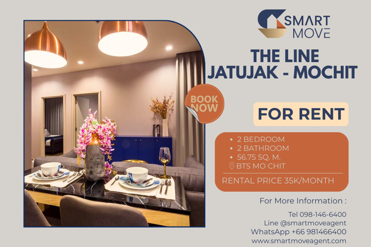 For RentCondoSapankwai,Jatujak : 🔥 For Rent !! garden view, high floor 12++, Good location!! 🔥 Code C20240301000..........The Line Jatujak - Mochit, 2 bedroom, 2 bathroom, furnished, ready to move in📣📣