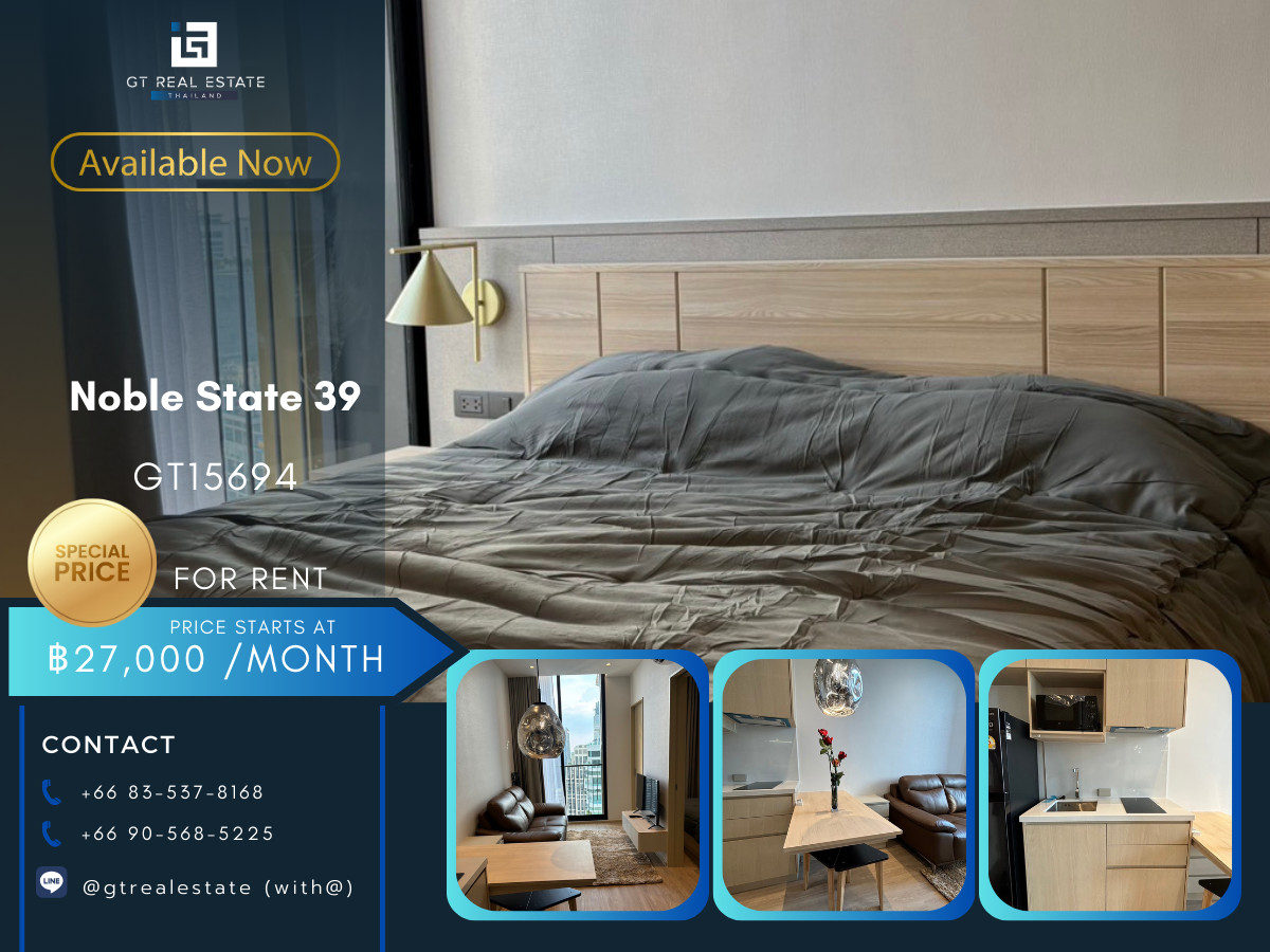 For RentCondoSukhumvit, Asoke, Thonglor : Condo Noble State 39, convenient travel, near BTS, there is a shuttle, beautiful room, fully furnished. Ready to move in!!