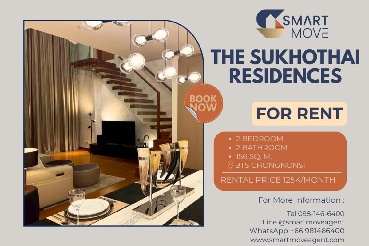 For RentCondoSathorn, Narathiwat : 🔥 For Rent !! Private elevator, big size !! 🔥 Code C20260100027..........The Sukhothai Residences, 2 bedroom, 2 bathroom Duplex, furnished, ready to move in📣📣