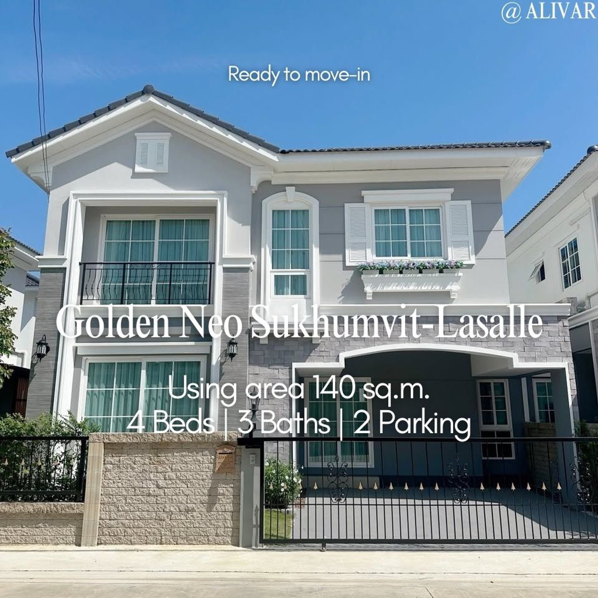 For RentHouseSamut Prakan,Samrong : RH013226 House for rent Golden Neo Sukhumvit - Lasalle (new house, never lived in)