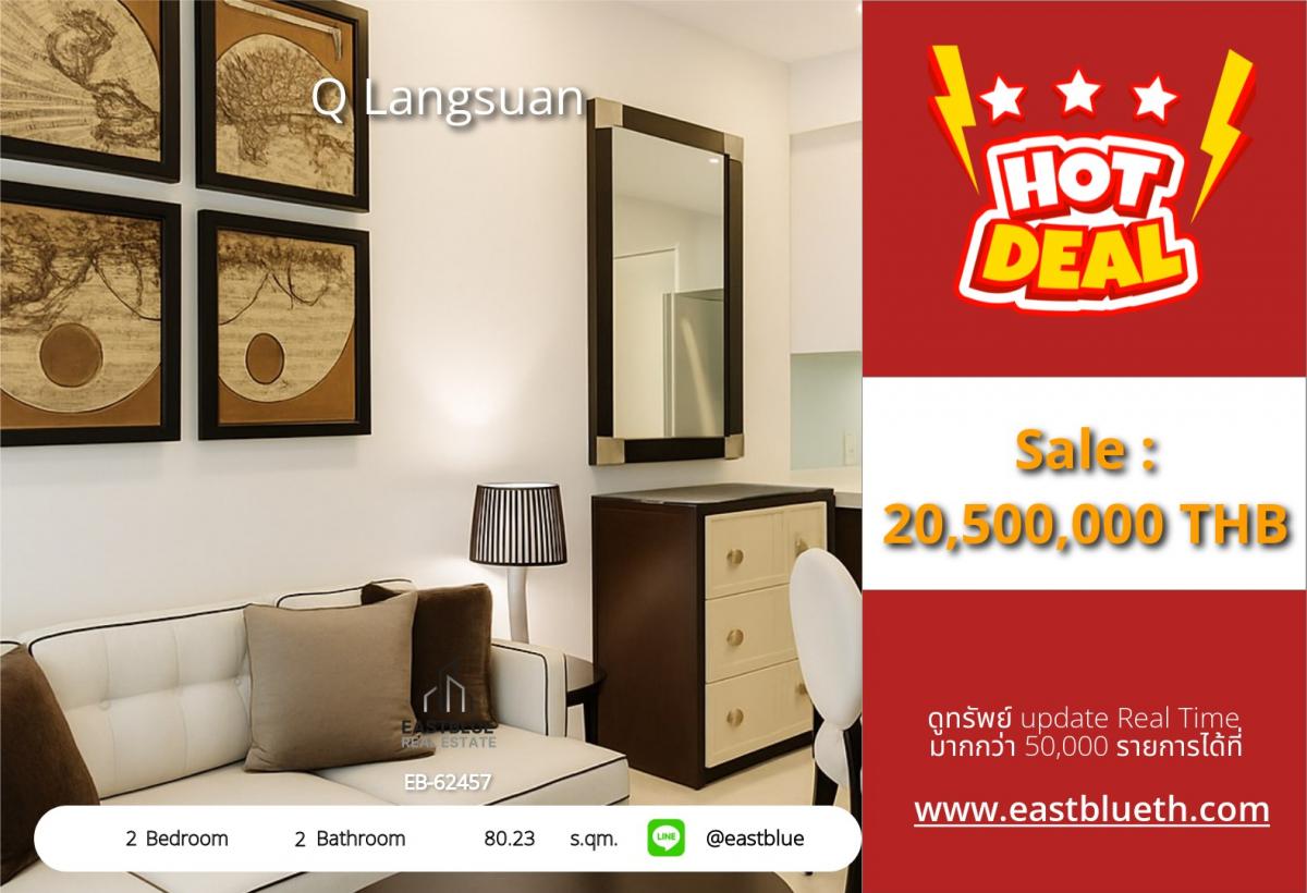 For SaleCondoWitthayu, Chidlom, Langsuan, Ploenchit : Luxury in the heart of the city! Q Langsuan condo with 2 bedrooms near BTS Ratchadamri
fully equipped with amenities, priced at 20.5 million baht!