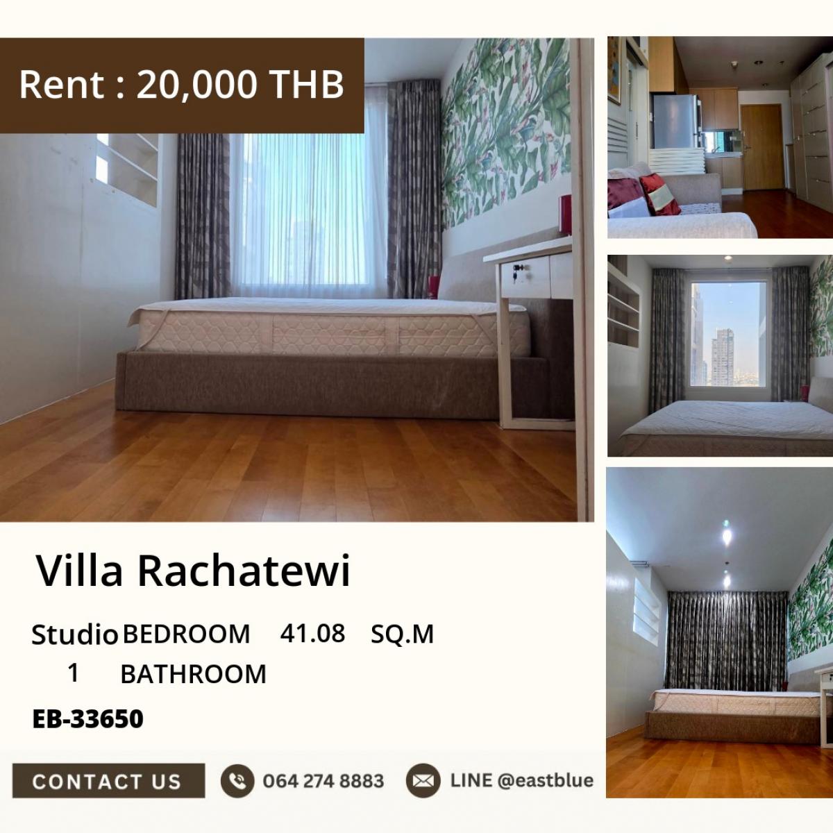 For SaleCondoRatchathewi,Phayathai : Luxury condo Villa Rachatewi in the city center, near BTS Ratchathewi
Studio 41 sq.m. starting at 6.15 million THB, ready to move in immediately!