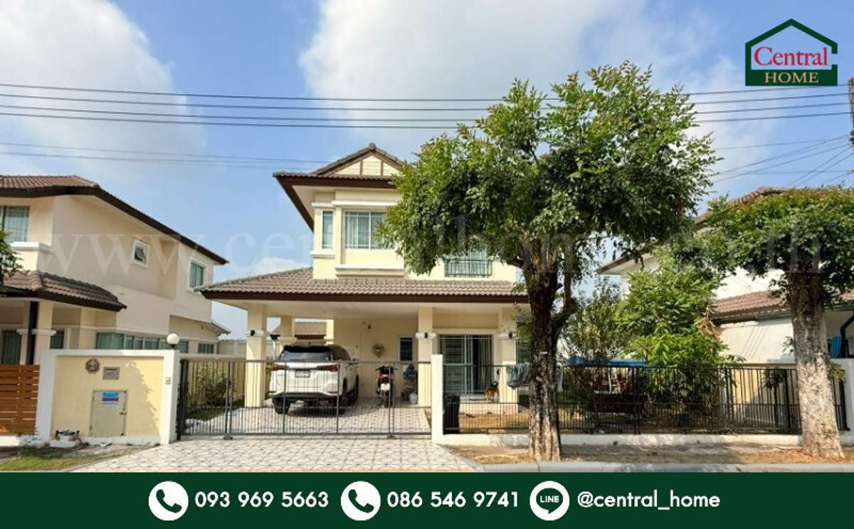 For SaleHousePathum Thani,Rangsit, Thammasat : Single house 64 sq m, Thanyapirom Rangsit - Khlong 10 with garden area around the house.