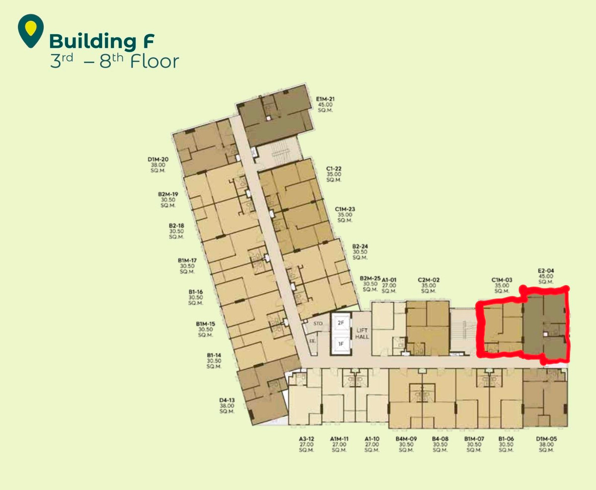 Sale DownCondoBangna, Bearing, Lasalle : [SALE DOWN] Rare 80sqm Combined Unit - Bldg F Corner | 3rd Floor Pool & Garden View @ Aspire Sukhumvit 103